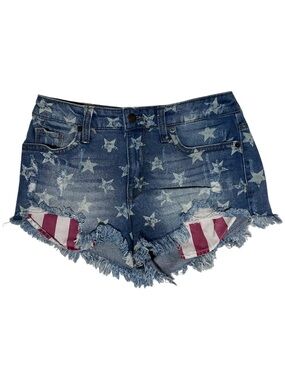 Size 2 Mossimo Supply Star-Print American flag Distressed Denim Shorts cotton